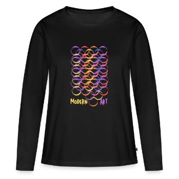 Art moderne - T-shirt manches longues Premium bio Femme - noir - Devant - Julia (174cm)