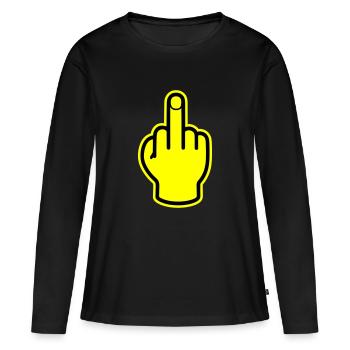 Middle Finger Hand Provocative - Women's Premium Organic Long Sleeve Shirt - black - Front - Julia (174cm)