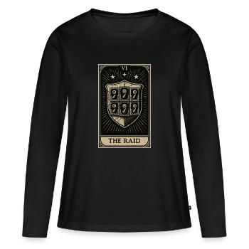 Tarot Datahoarding : Le bouclier RAID - T-shirt manches longues Premium bio Femme - noir - Devant - Julia (174cm)