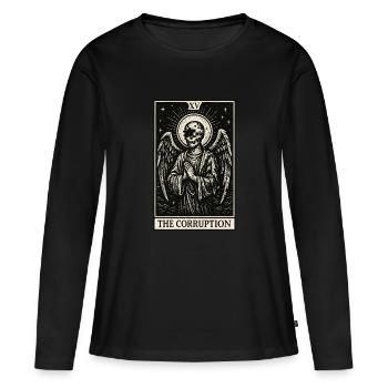 Tarot-Datenhortung: Der Engel der Verderbnis - Frauen Premium Bio Langarmshirt - Schwarz - Vorne - Julia (174cm)