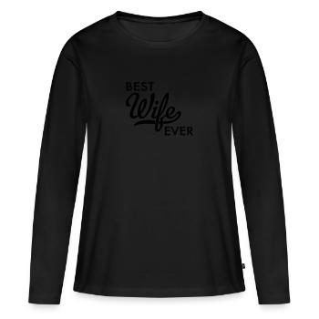 Ehefrau - Frauen Premium Bio Langarmshirt - Schwarz - Vorne - Julia (174cm)