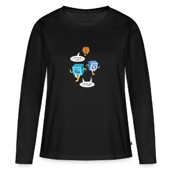 Tableau périodique Gag chimie - T-shirt manches longues Premium bio Femme - noir - Devant - Julia (174cm)