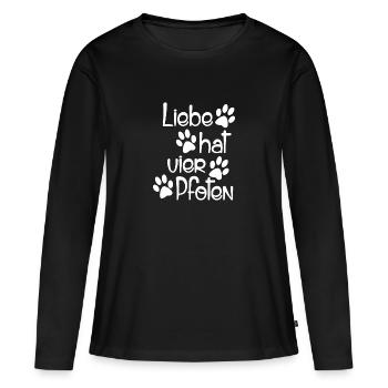 Liebe hat vier Pfoten [white] - Frauen Premium Bio Langarmshirt - Schwarz - Vorne - Julia (174cm)