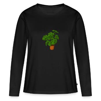 Potted plant - Women's Premium Organic Long Sleeve Shirt - black - Front - Julia (174cm)