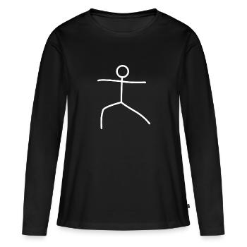 Yoga Figure - T-shirt manches longues Premium bio Femme - noir - Devant - Julia (174cm)