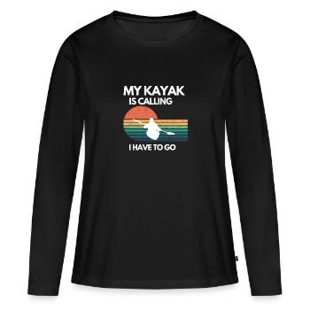 Kajak Kanu Wassersport Paddeln Kayak Design - Frauen Premium Bio Langarmshirt - Schwarz - Vorne - Julia (174cm)