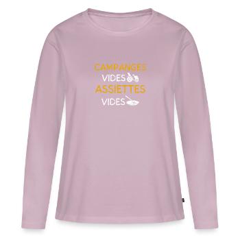 Campagne Vide Assiete Vide - T-shirt manches longues Premium bio Femme - rose poudré - Devant - Julia (174cm)
