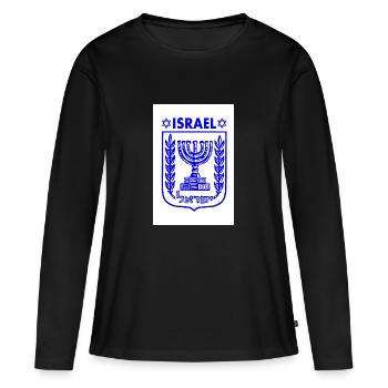 Menorah Armoiries d’Israël Armoiries d’Israël - T-shirt manches longues Premium bio Femme - noir - Devant - Julia (174cm)