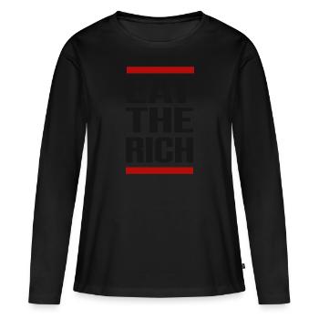 Mangez les riches - T-shirt manches longues Premium bio Femme - noir - Devant - Julia (174cm)