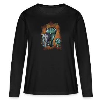 Elefanten-Generation - Frauen Premium Bio Langarmshirt - Schwarz - Vorne - Julia (174cm)
