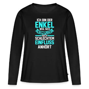 Enkel - Frauen Premium Bio Langarmshirt - Schwarz - Vorne - Julia (174cm)