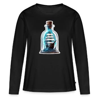 Ship in a Bottle / Message in a Bottle / Ahoy / Anchor - Women's Premium Organic Long Sleeve Shirt - black - Front - Julia (174cm)