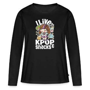 Design coréen amusant - Un incontournable pour la K-Pop - T-shirt manches longues Premium bio Femme - noir - Devant - Julia (174cm)