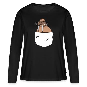 Walross - Frauen Premium Bio Langarmshirt - Schwarz - Vorne - Julia (174cm)