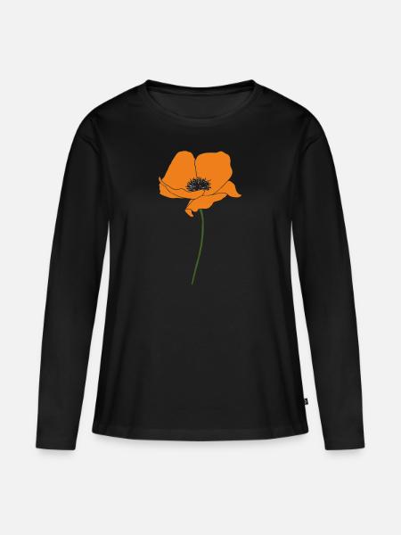 mohnblume orange - Frauen Premium Bio Langarmshirt - Schwarz