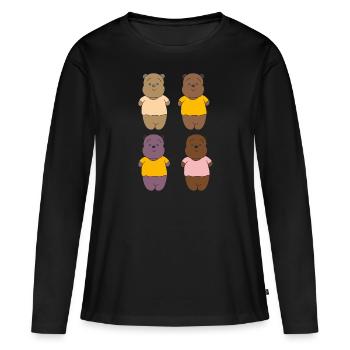 Bande des quatre ours - T-shirt manches longues Premium bio Femme - noir - Devant - Julia (174cm)