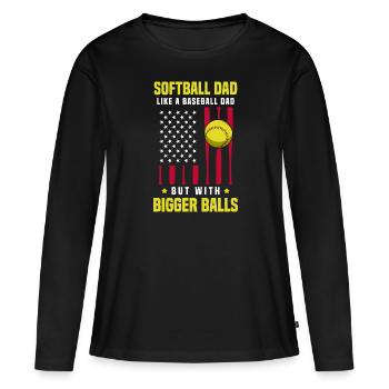 Papa de softball comme un papa de baseball - T-shirt manches longues Premium bio Femme - noir - Devant - Julia (174cm)