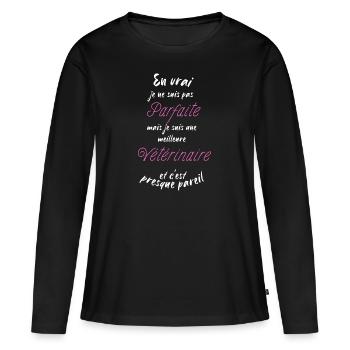 je suis la meilleure Vétérinaire - T-shirt manches longues Premium bio Femme - noir - Devant - Julia (174cm)