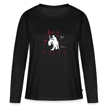 Danseuse de salsa Danseuse - T-shirt manches longues Premium bio Femme - noir - Devant - Julia (174cm)