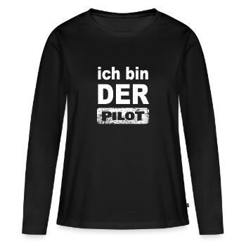 Ich bin Pilot - Frauen Premium Bio Langarmshirt - Schwarz - Vorne - Julia (174cm)