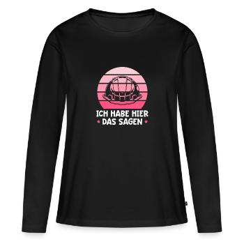 Bauleitung Ich habe das Sagen Bauleiterin - Frauen Premium Bio Langarmshirt - Schwarz - Vorne - Julia (174cm)