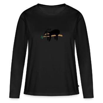 sommeil paresseux - T-shirt manches longues Premium bio Femme - noir - Devant - Julia (174cm)