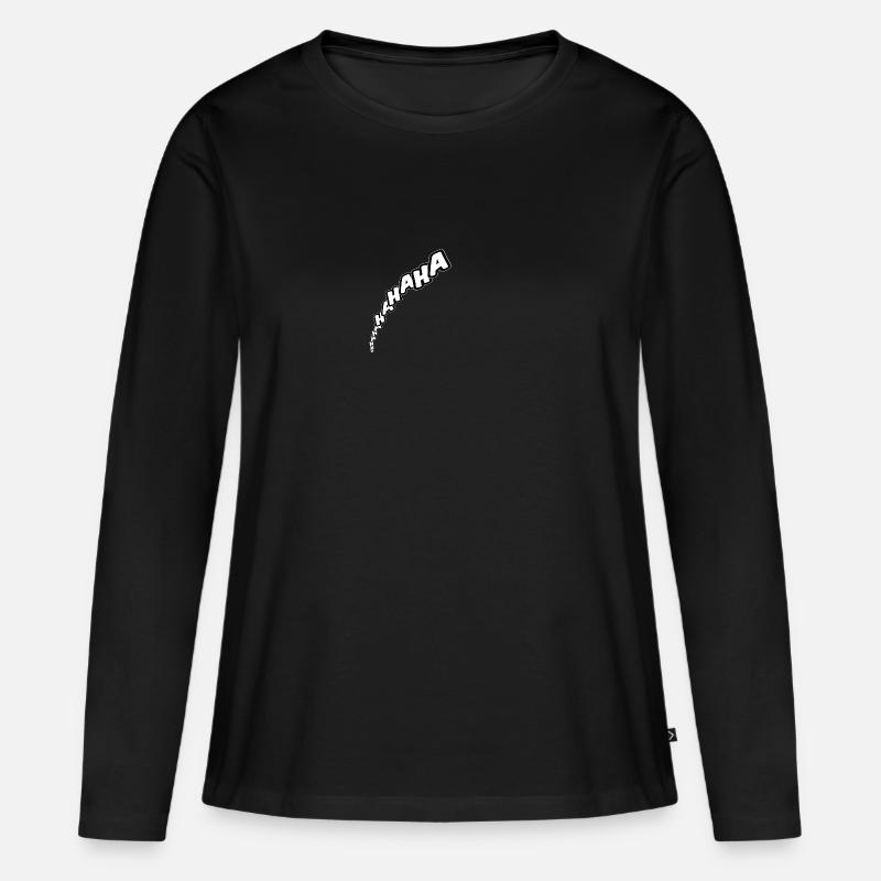 HAHA - Frauen Premium Bio Langarmshirt - Schwarz