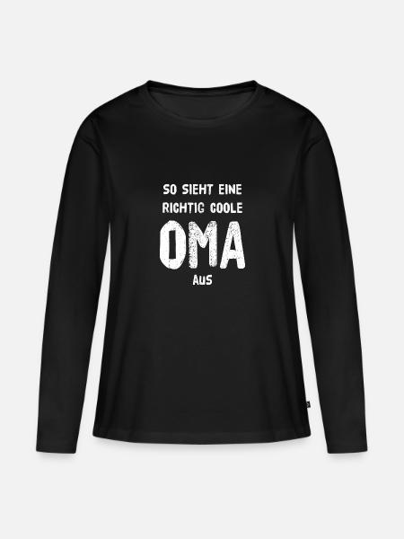 Richtig coole OMA! - Frauen Premium Bio Langarmshirt - Schwarz