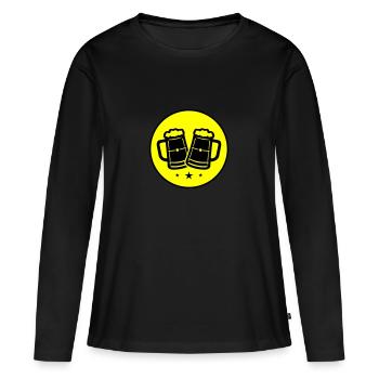 Chope à bière Icône de la bière - T-shirt manches longues Premium bio Femme - noir - Devant - Julia (174cm)
