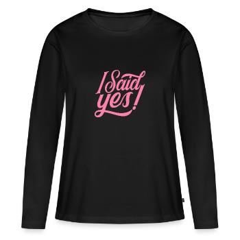 J’ai dit oui Fiancés Fiancés - T-shirt manches longues Premium bio Femme - noir - Devant - Julia (174cm)