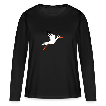 Storch - Frauen Premium Bio Langarmshirt - Schwarz - Vorne - Julia (174cm)