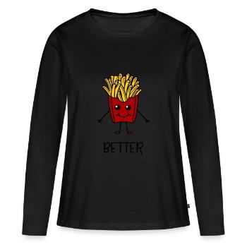 French Fries Better Partnerlook - Women's Premium Organic Long Sleeve Shirt - black - Front - Julia (174cm)