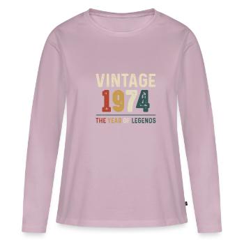 50 ans Vintage 1974 50e anniversaire cadeaux - T-shirt manches longues Premium bio Femme - rose poudré - Devant - Julia (174cm)