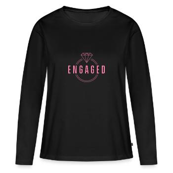 Fiancée Fiancée Fiancée Demande en mariage Fiancé - T-shirt manches longues Premium bio Femme - noir - Devant - Julia (174cm)