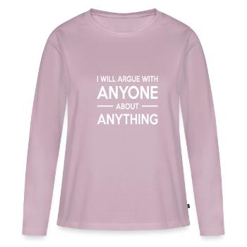 Je me disputerai avec n’importe qui à propos de tout ce qui argumente - T-shirt manches longues Premium bio Femme - rose poudré - Devant - Julia (174cm)