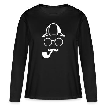 Détective Sherlock Minimaliste - T-shirt manches longues Premium bio Femme - noir - Devant - Julia (174cm)