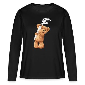Bär Kiffen Hanf Geschenk - Frauen Premium Bio Langarmshirt - Schwarz - Vorne - Julia (174cm)