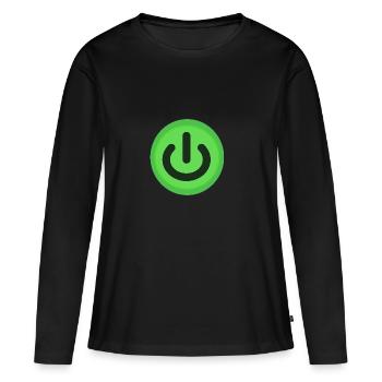On / Off button Power Button Switch - Women's Premium Organic Long Sleeve Shirt - black - Front - Julia (174cm)