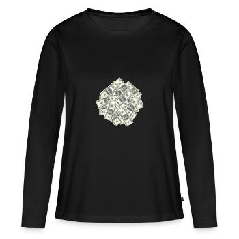 Billets d'un dollar - T-shirt manches longues Premium bio Femme - noir - Devant - Julia (174cm)