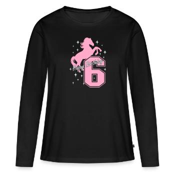 6. Geburtstag Reiten Pferd Reitstall - Frauen Premium Bio Langarmshirt - Schwarz - Vorne - Julia (174cm)