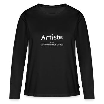 Artiste mais pas comme les autres - T-shirt manches longues Premium bio Femme - noir - Devant - Julia (174cm)