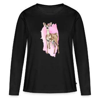 Oh Deer Deer Bambi Cadeau Noël - T-shirt manches longues Premium bio Femme - noir - Devant - Julia (174cm)