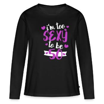 50ème cadeau d'anniversaire - 50 ans - 50ème - T-shirt manches longues Premium bio Femme - noir - Devant - Julia (174cm)