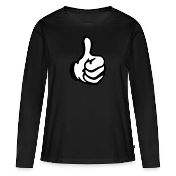 comme la main - T-shirt manches longues Premium bio Femme - noir - Devant - Julia (174cm)