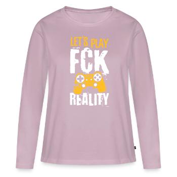 Lets Play Fck Reality - dicton de joueur cool - T-shirt manches longues Premium bio Femme - rose poudré - Devant - Julia (174cm)