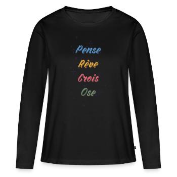 Motivations-T-Shirt - Frauen Premium Bio Langarmshirt - Schwarz - Vorne - Julia (174cm)