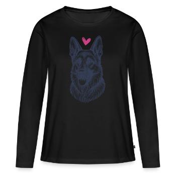 German Shepherd – Strong, Loyal & Vigilant - Women's Premium Organic Long Sleeve Shirt - black - Front - Julia (174cm)
