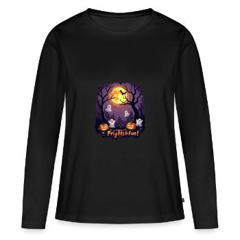 Frayeurs et amusement ! Frayeur et amusement ! - T-shirt manches longues Premium bio Femme - noir - Devant - Julia (174cm)