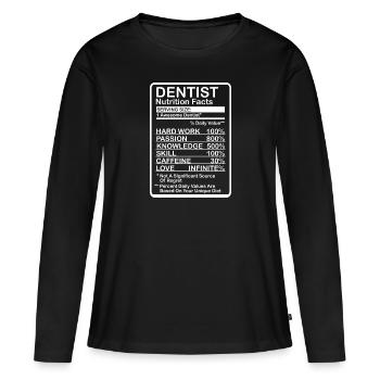Information nutritionnelle du dentiste - T-shirt manches longues Premium bio Femme - noir - Devant - Julia (174cm)