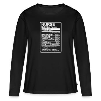 Information nutritionnelle de l’infirmière - T-shirt manches longues Premium bio Femme - noir - Devant - Julia (174cm)